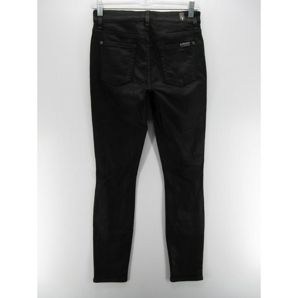 7 For All Mankind Jeans 26 Skinny Ripped Moto Distressed Dark USA - Picture 6 of 10